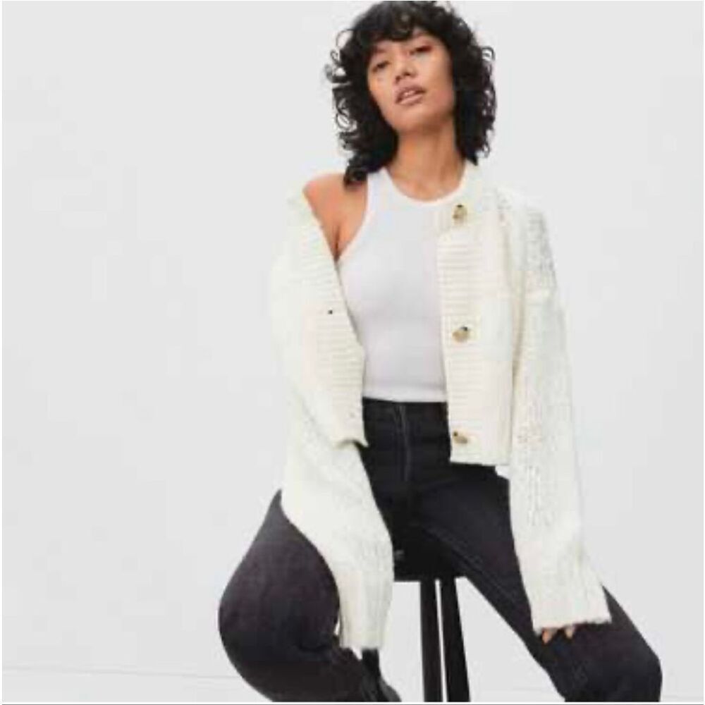 Everlane The Lofty Knit Cardigan in Cream sz XS EUC